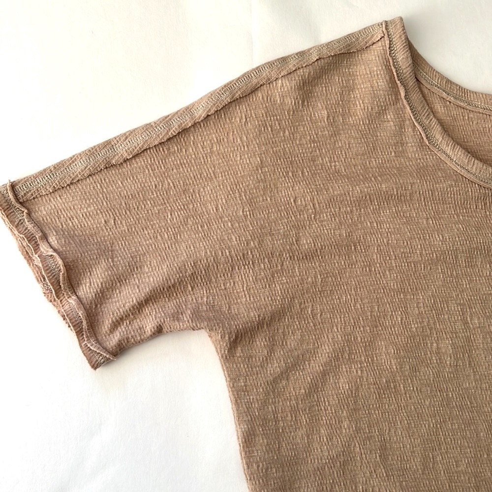 MARIA RERIO Ladies top blouse handkerchief hem lagenlook bougie beige size Small - Picture 8 of 16